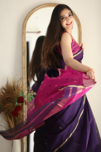 Stuti Purple-Pink Cotton Silk Saree