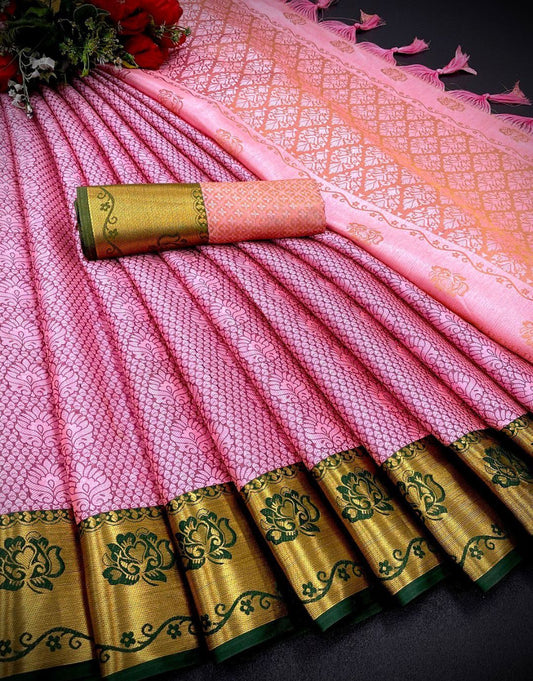 Priyanka Pink Kanchipuram Silk Saree