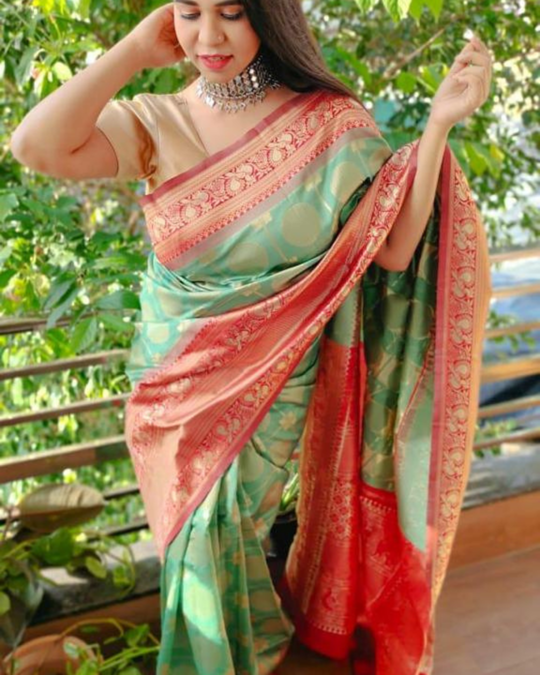 Ruta Pista Red Pure Soft Kanchi Silk Saree With Attached Blouse 