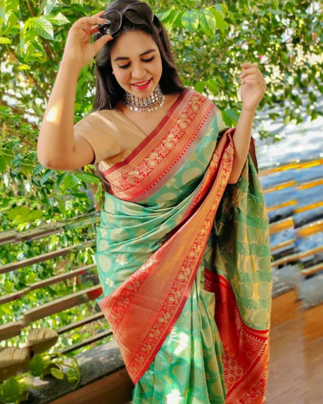 Ruta Pista Red Pure Soft Kanchi Silk Saree With Attached Blouse 