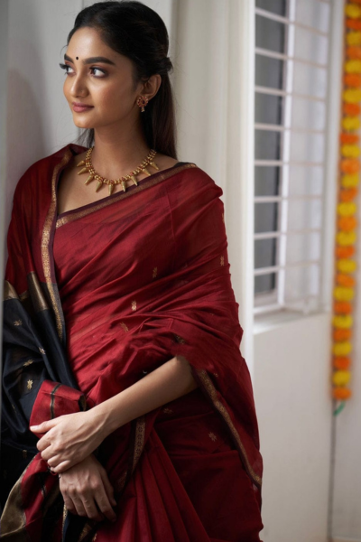 Freya Red-Black Dual Tone Cotton Silk Saree