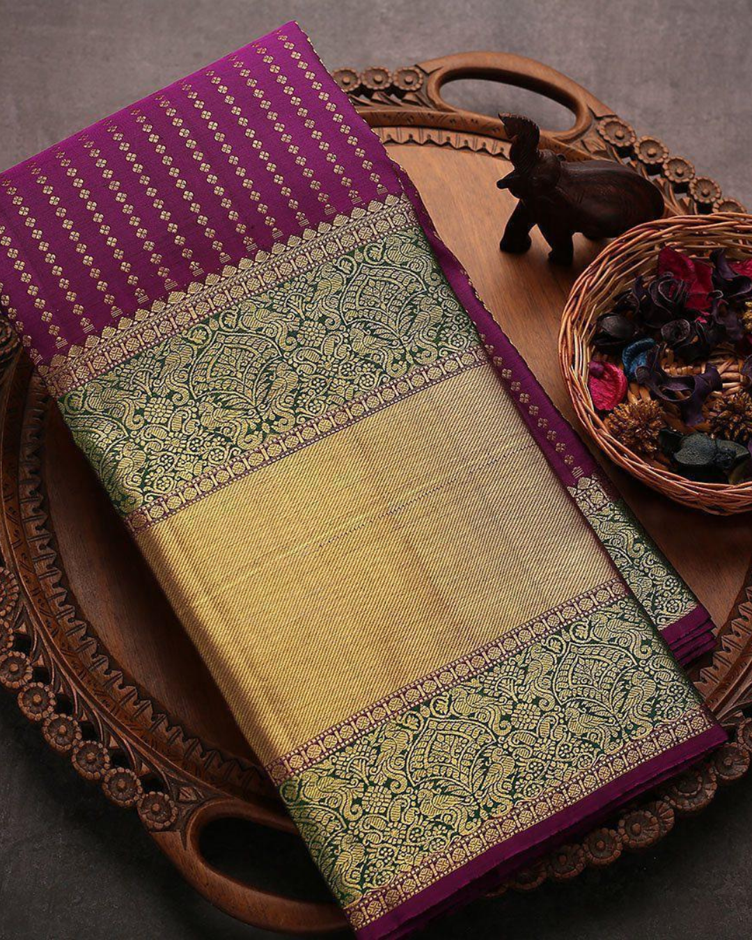 Arvi Wine Kanchipuram Saree 