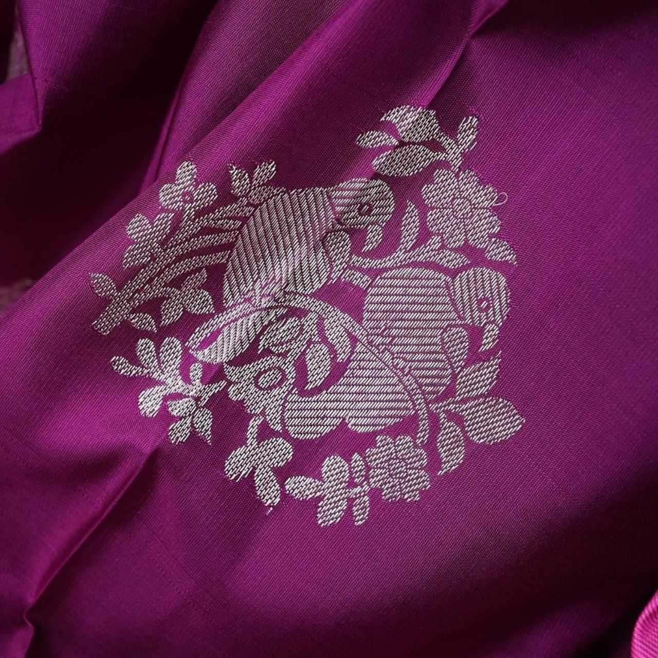 Purple-Rani Pure Soft Silk Sari With Attached Blouse