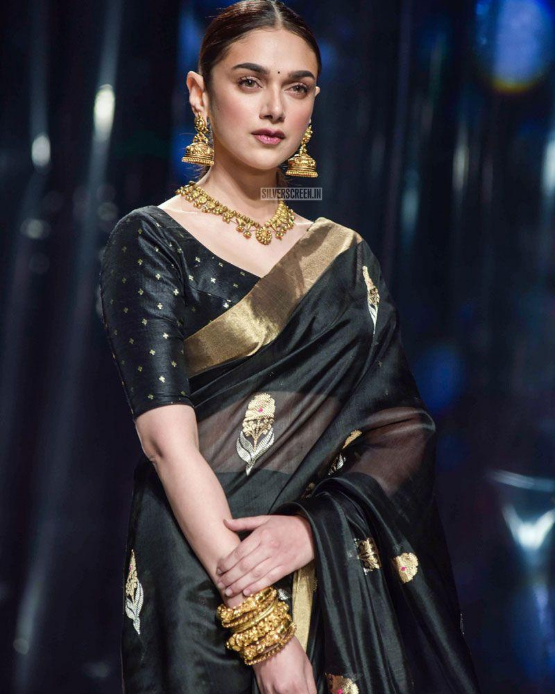 Mushkaraa Black Heavy Soft Silk Saree With Attached Blouse