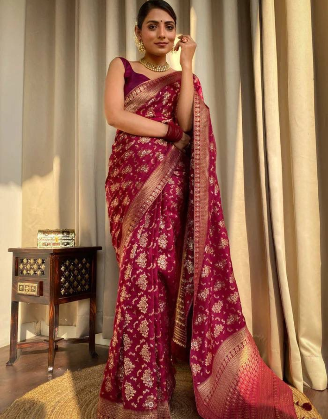 Pooja Red Banarasi Saree