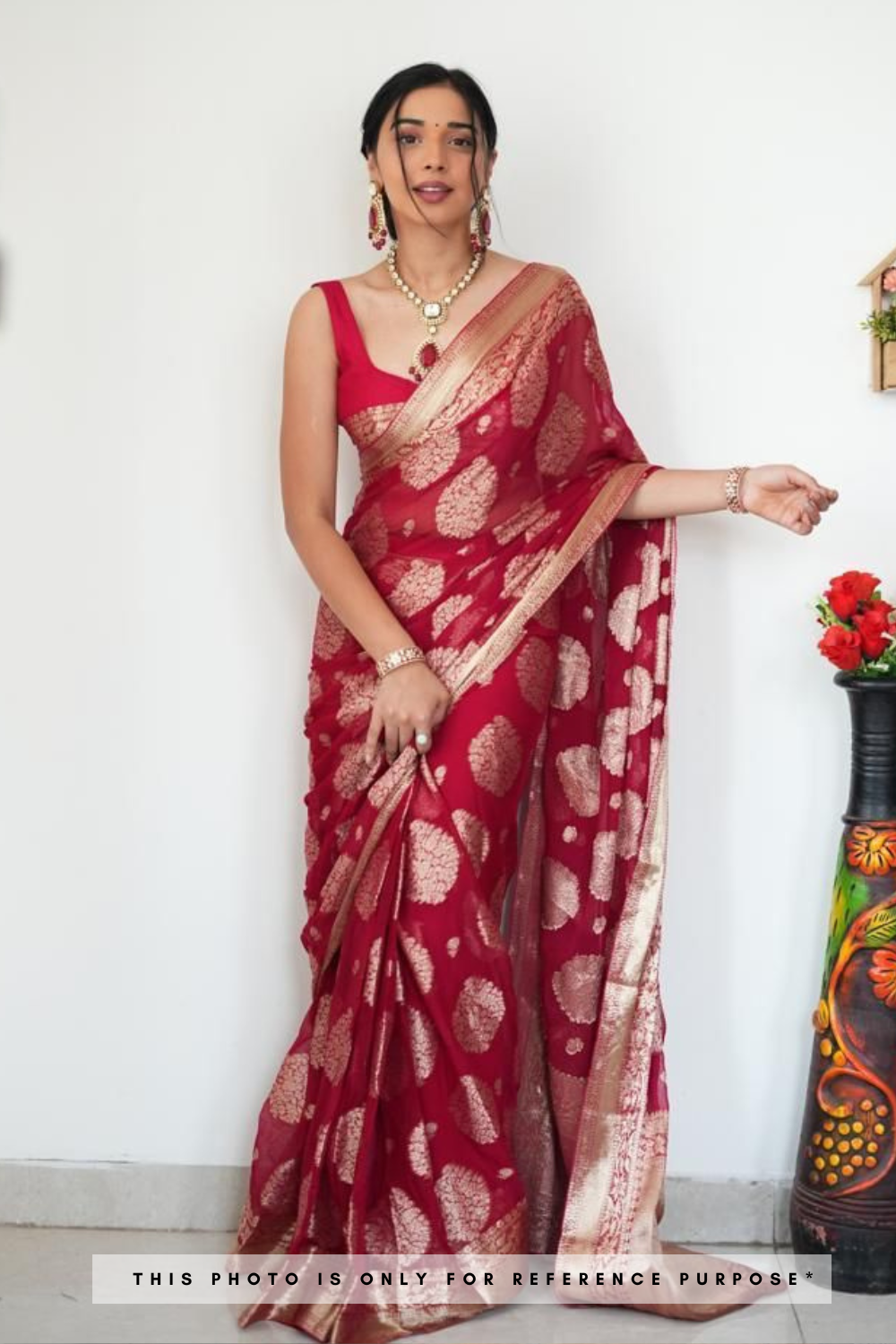 Bright Maroon Soft linen Cotton Saree - Just One Minute To Wear Saree