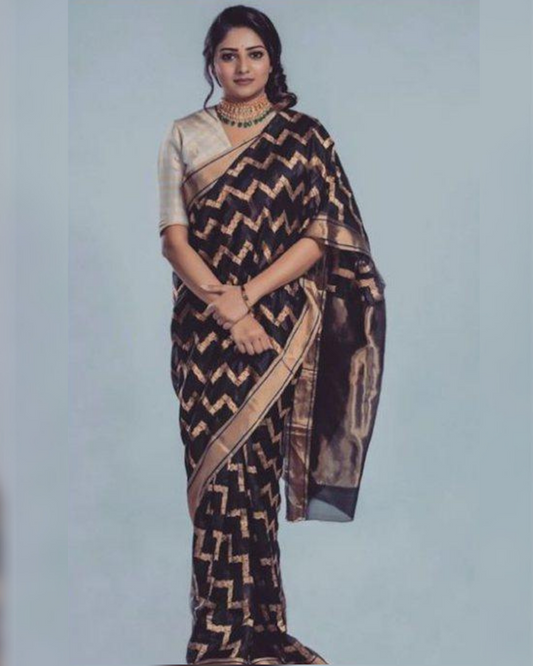 Black Stylish Leheriya Designed Saree