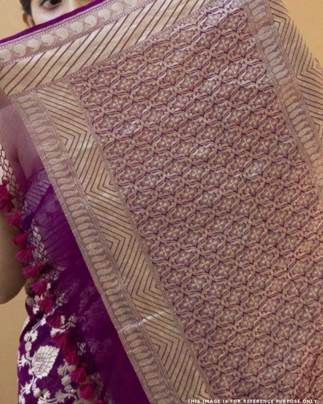  GLORY Purple Stylish Saree With Attached Blouse