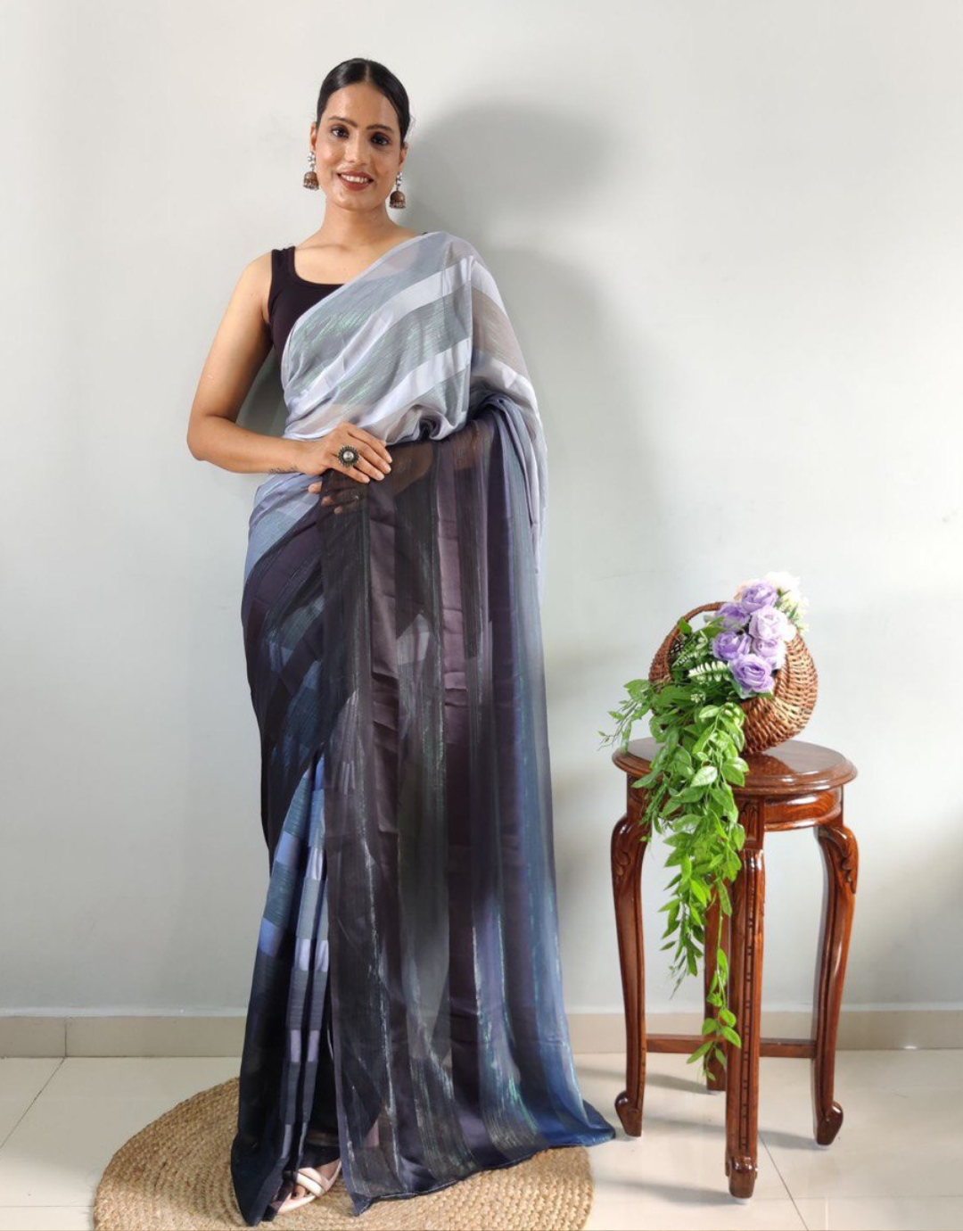 Nidhi Black Ready To Wear Saree