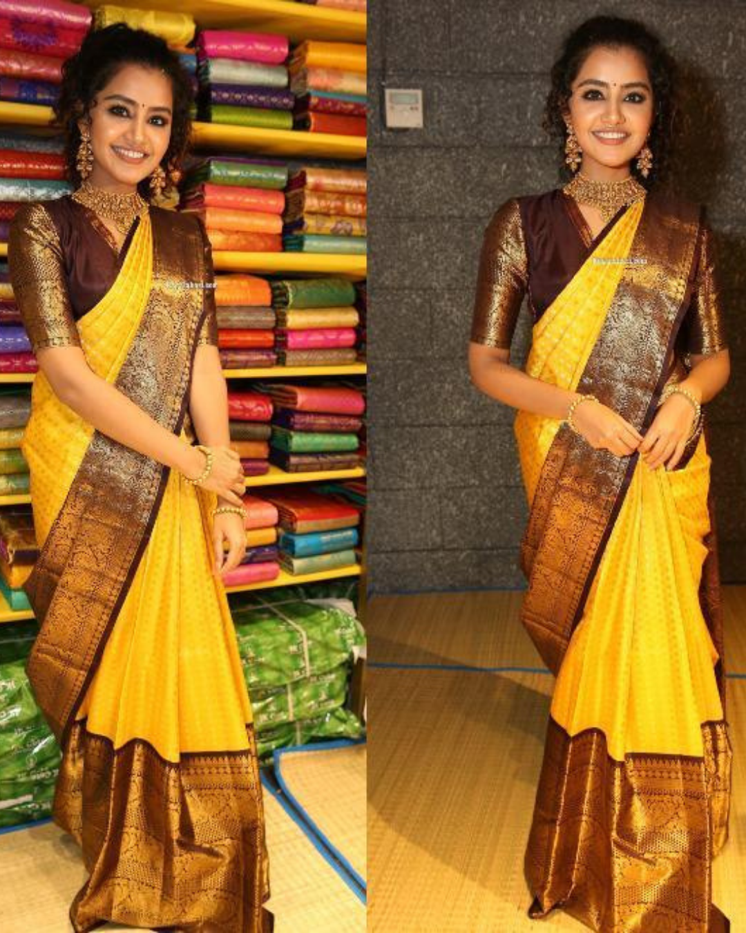 Strit Yellow Dots Designed Soft Silk Saree With attached Blouse 