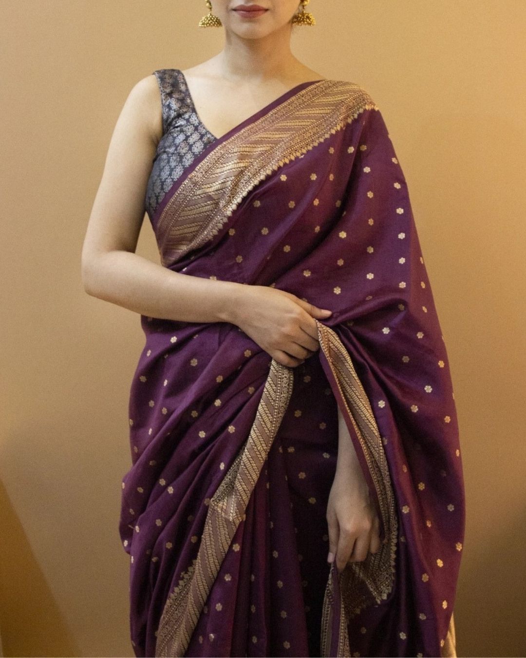 Wine Butti Party Wear Soft Silk Saree With Attached Blouse 