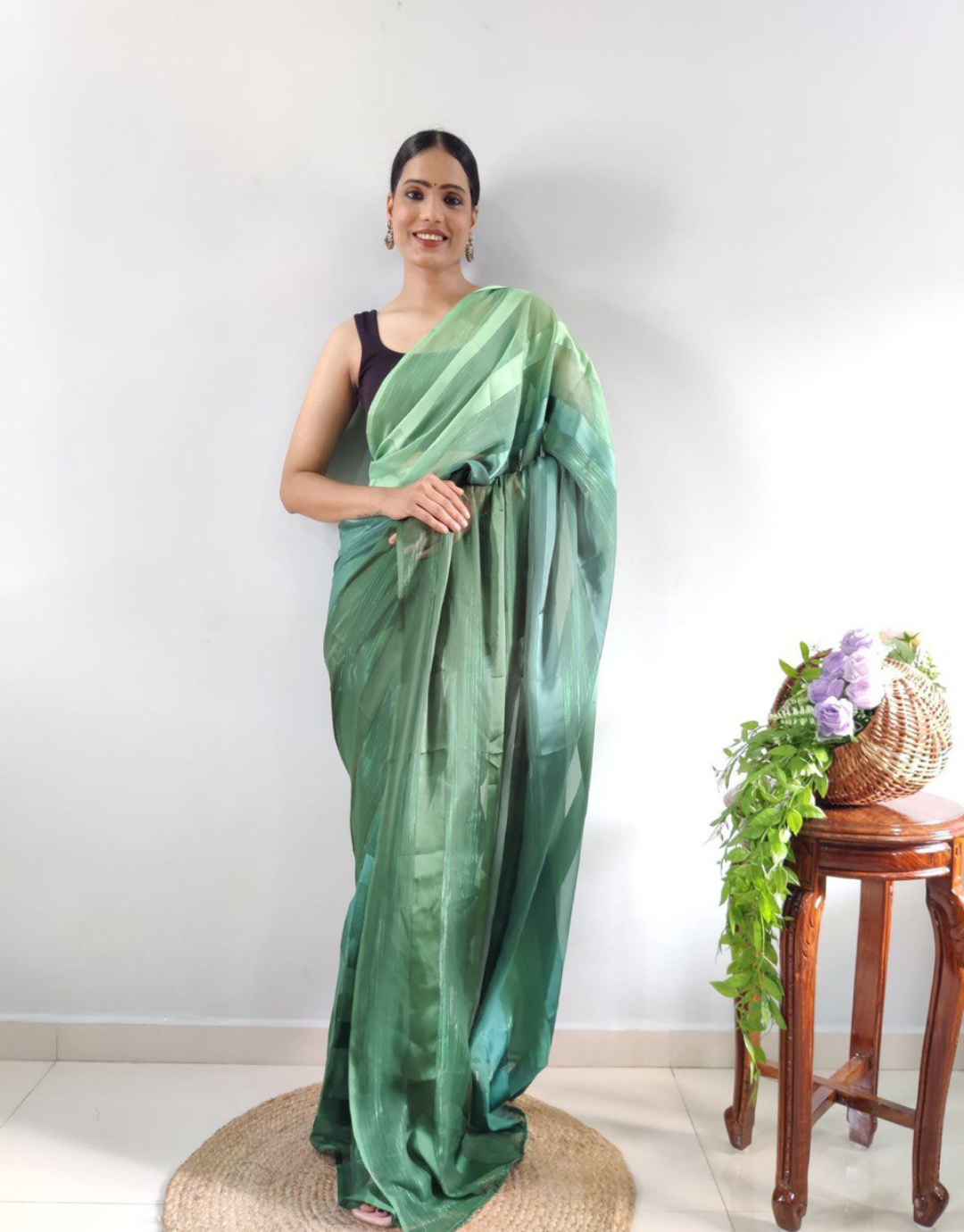 Nidhi Light Green Ready To Wear Saree