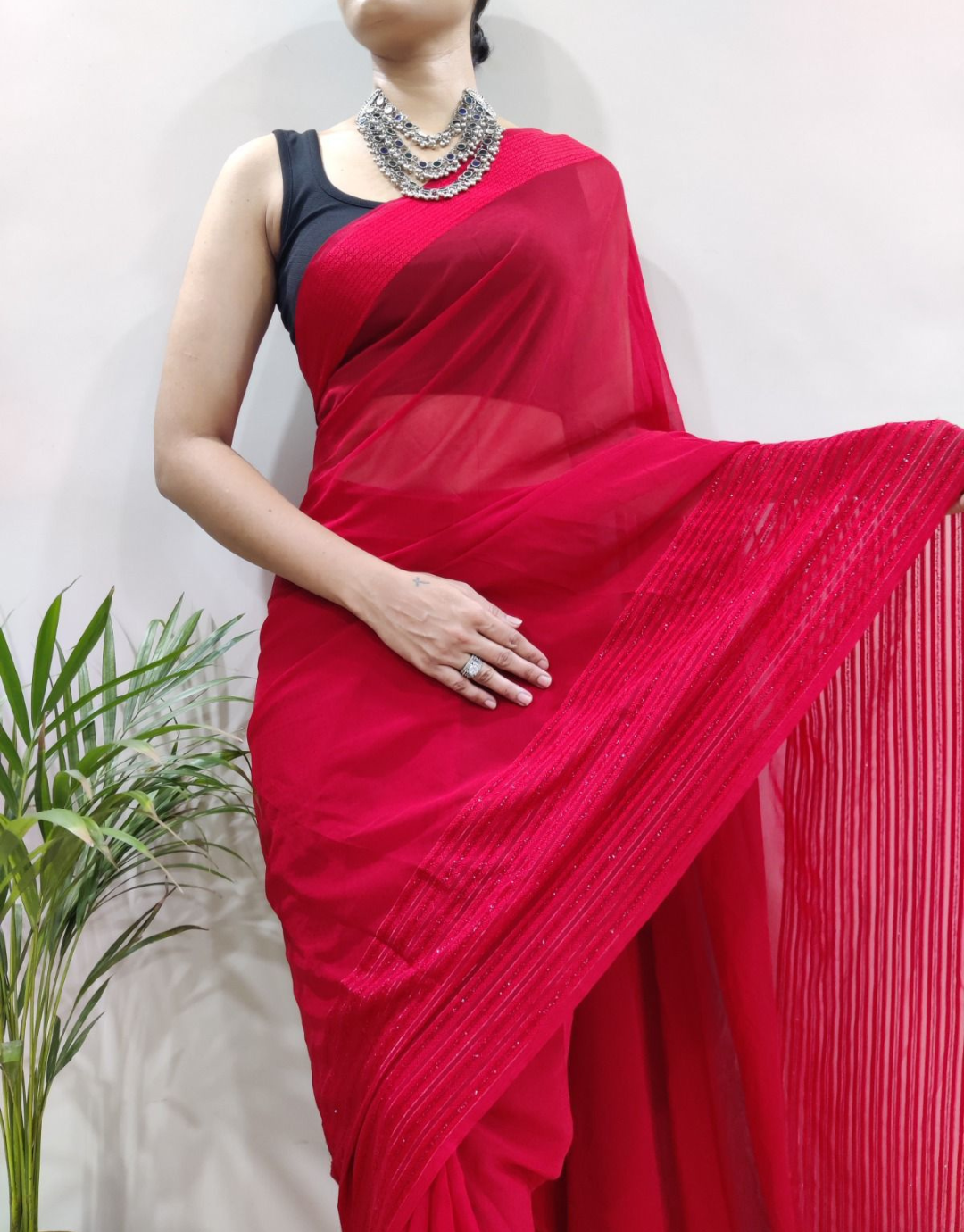 Lisa Red Ready To Wear Saree