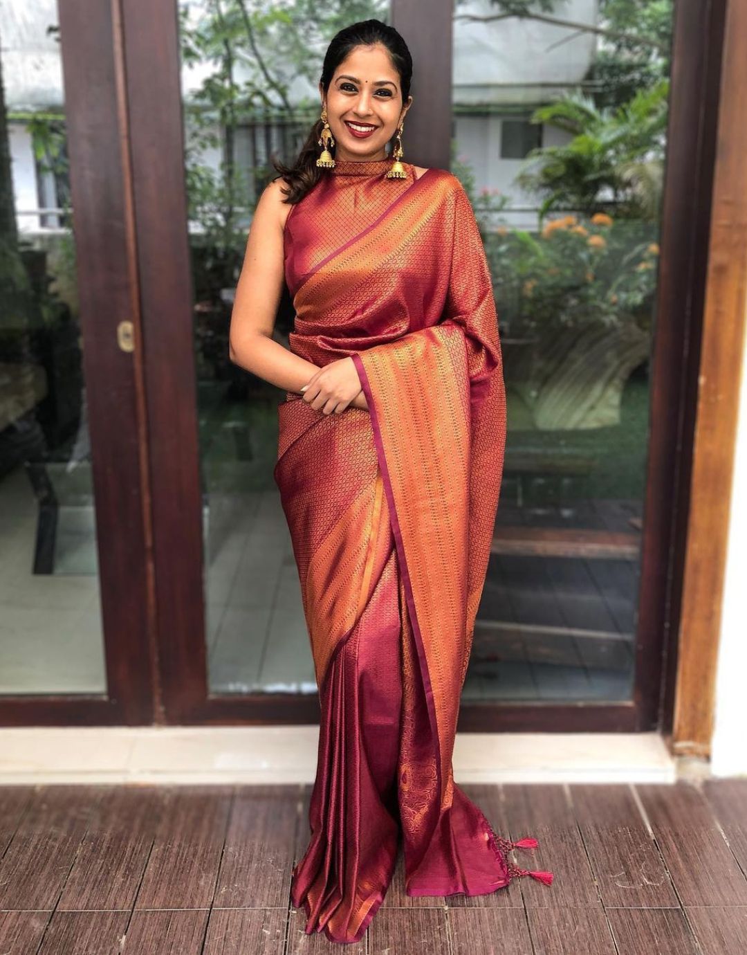 Bindu Pale Copper Kanchipuram Silk Saree