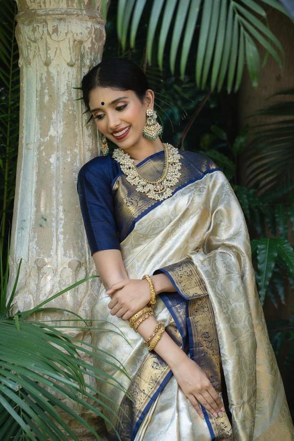 Kiana Tealish Blue Kanchipuram Saree