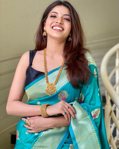 Supriya Sky Kanchi Soft Silk Saree With Attached Blouse