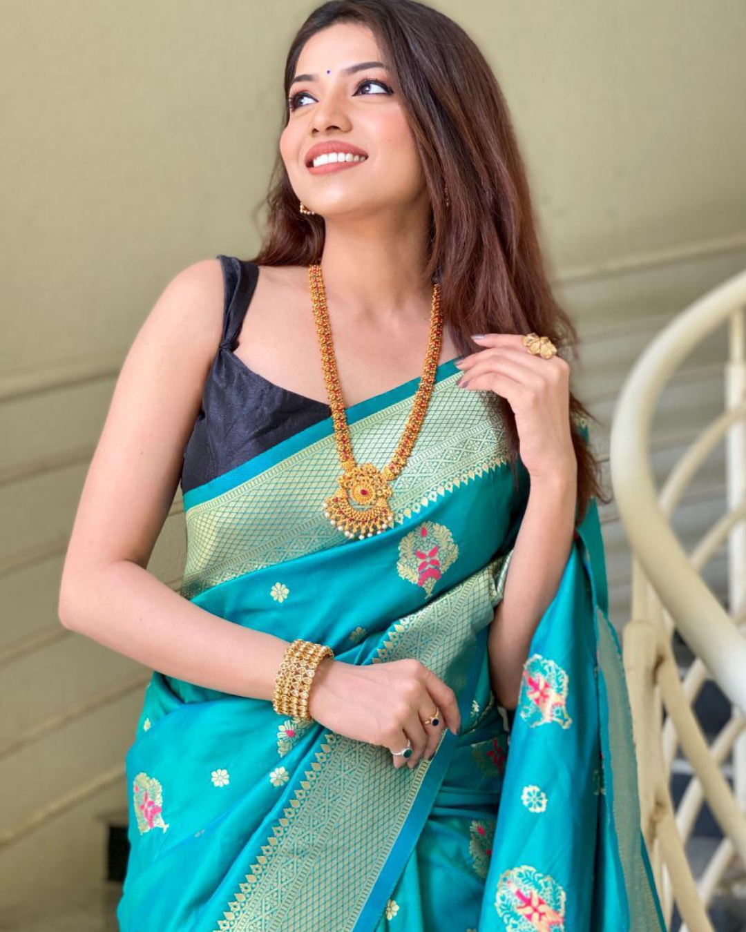 Supriya Sky Kanchi Soft Silk Saree With Attached Blouse