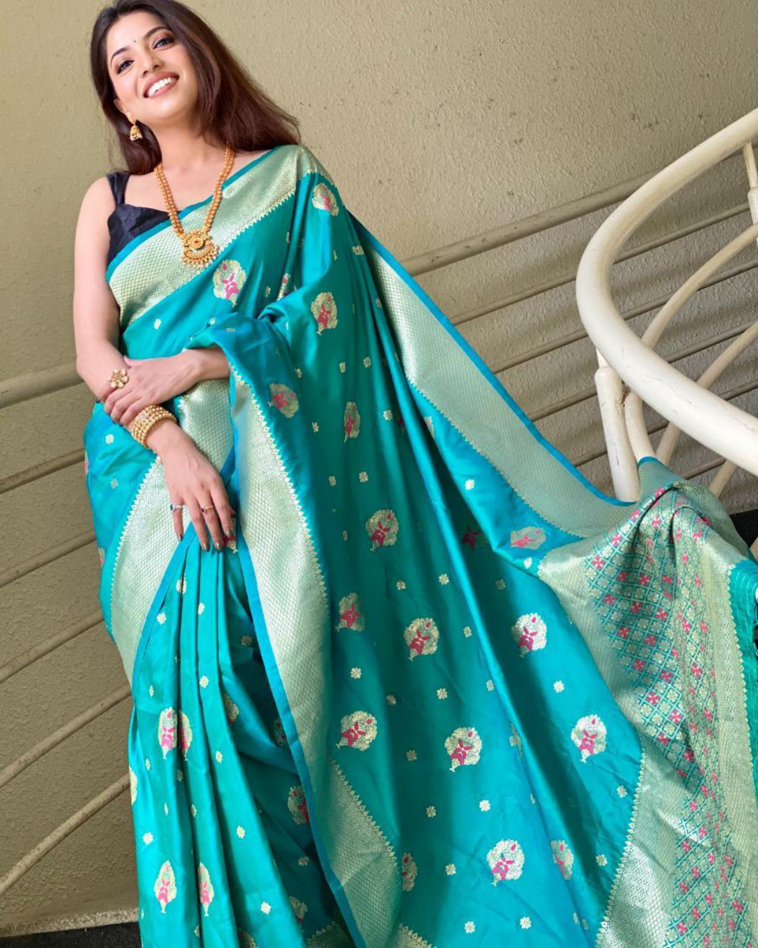 Supriya Sky Kanchi Soft Silk Saree With Attached Blouse