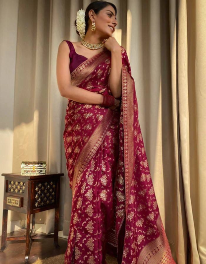 Pooja Red Banarasi Saree