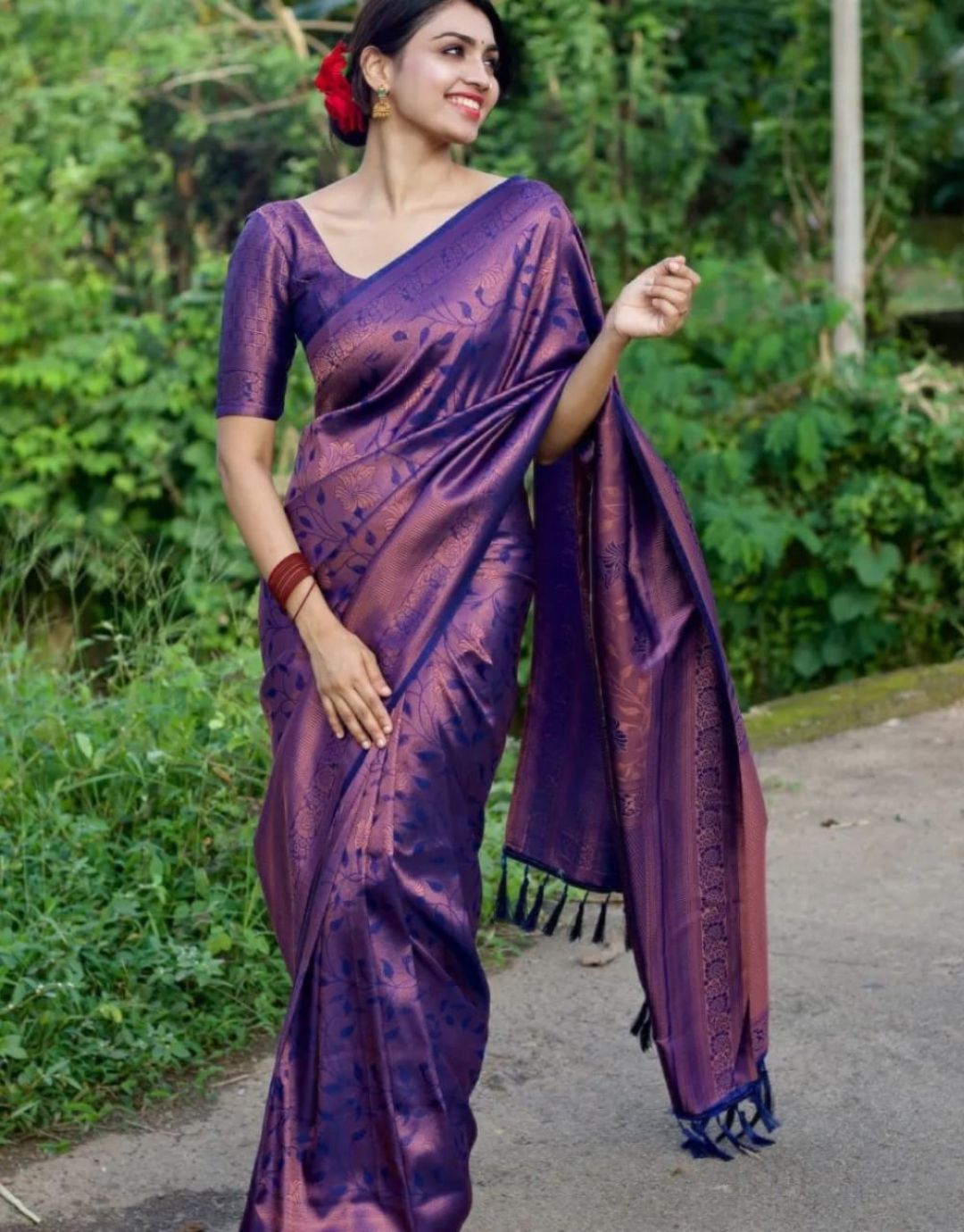 Liza Blue Kanchipuram Saree 