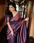 Namrata Navy Blue Soft Silk Saree With Chatoyant Blouse Piece