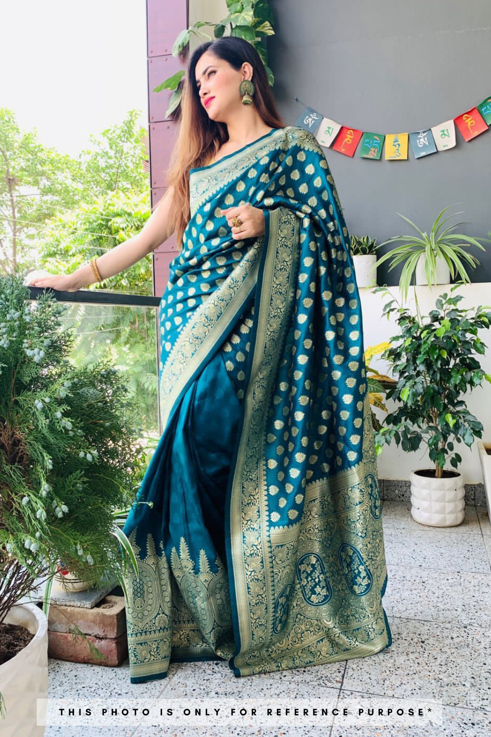 Peacock Blue Woven Kanchipuram Silk Saree