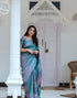 TANISHA SKY KANCHIPURAM SOFT SILK SAREE WITH ATTACHED BLOUSE