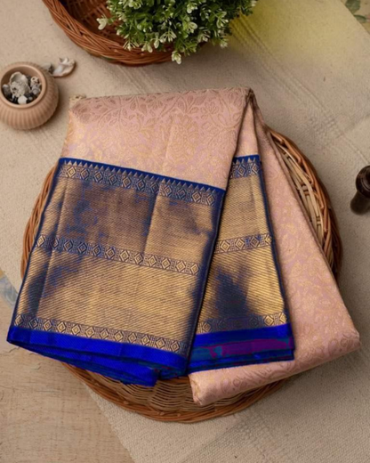 Saanvi Peach Soft Silk Saree With Attached Blouse