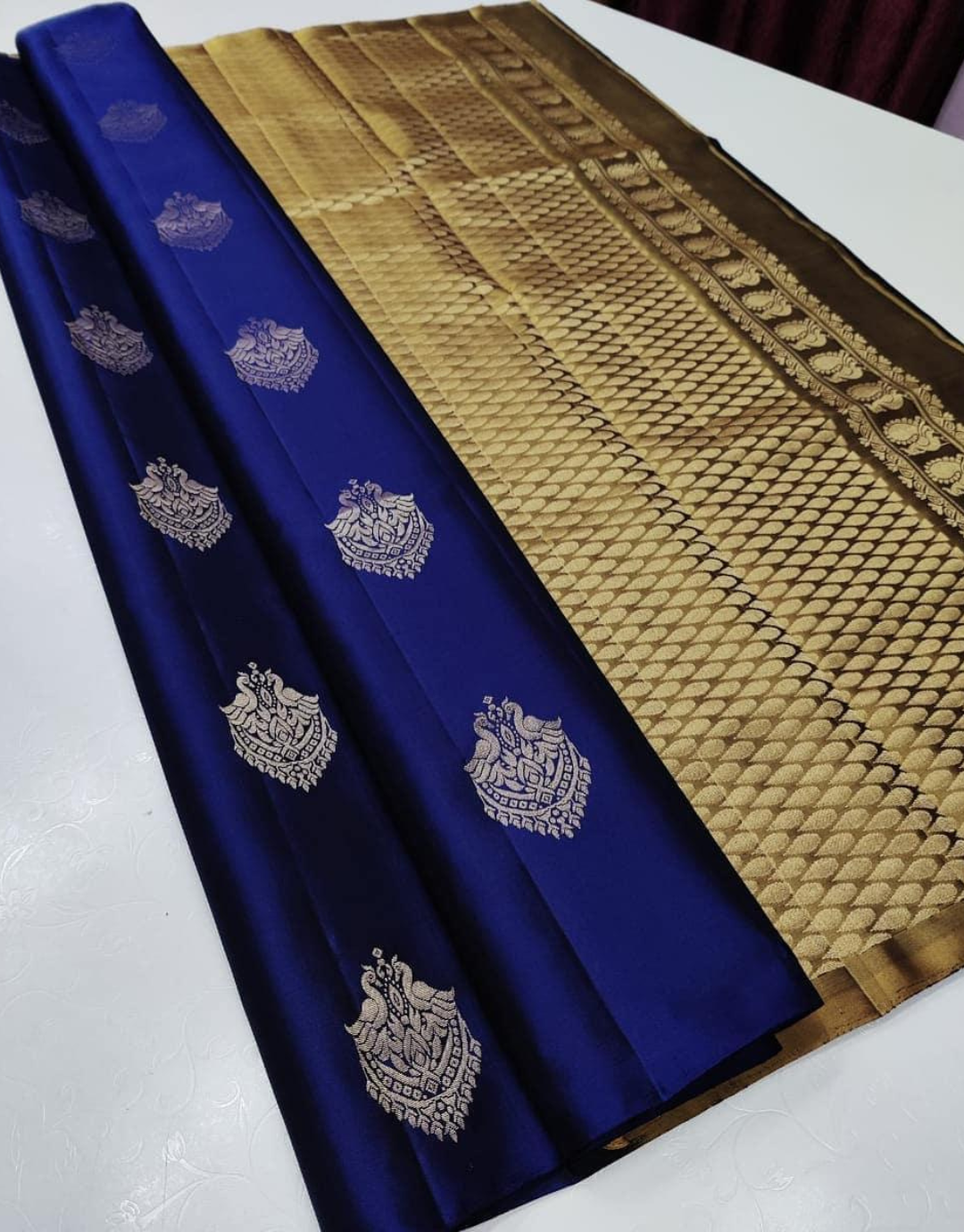 Veena Blue-Yellow Soft Silk Saree