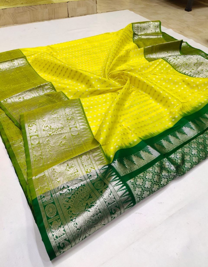 Nikita Yellow Kanchipuram Saree