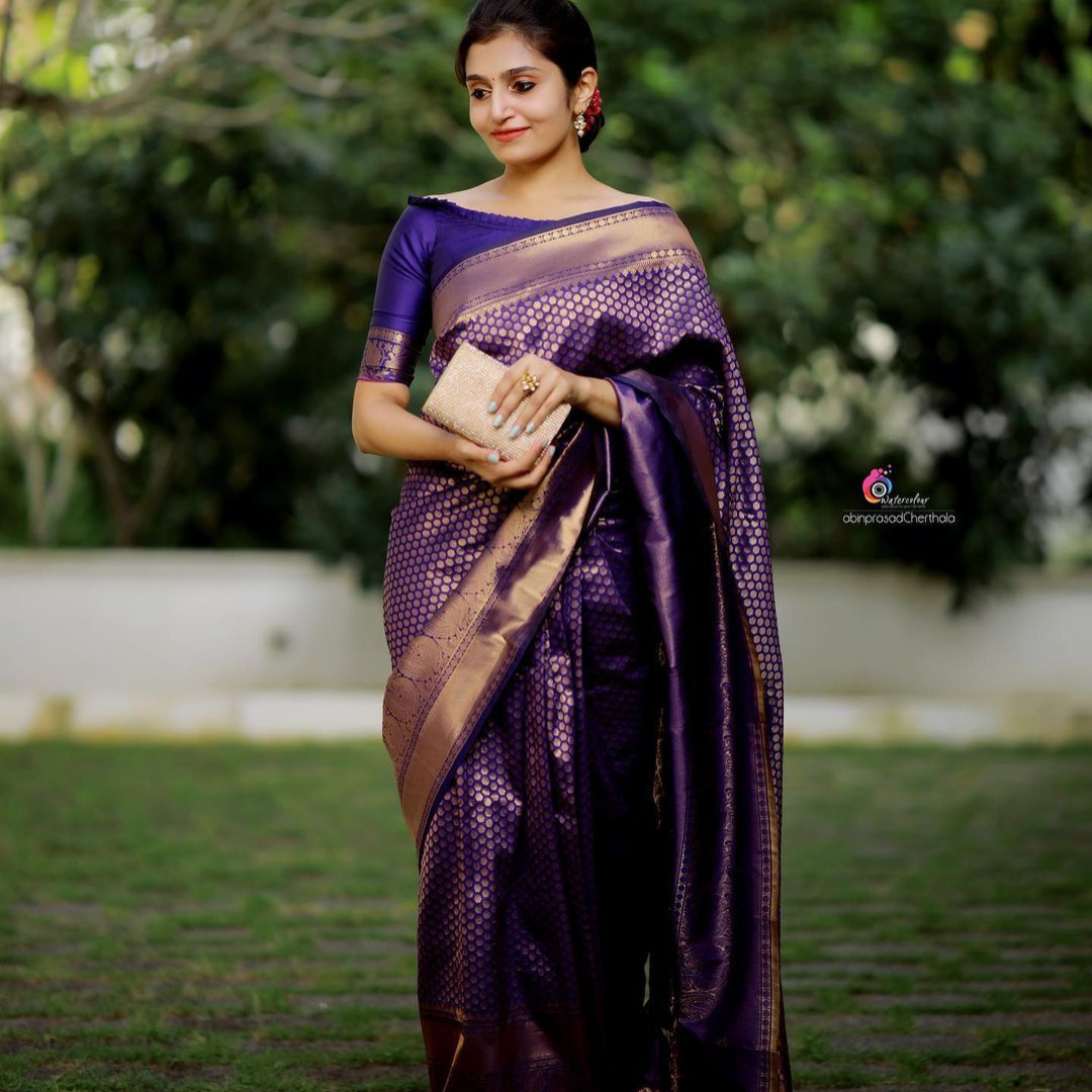 ALVIRA KANCHIPURAM ARCHAIC TRADITIONAL KANCHI SOFT SILK SARI WITH ATTACHED BLOUSE