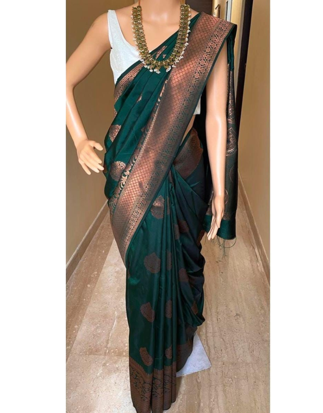 Kavya Dark Green Coloured Soft Silk Saree