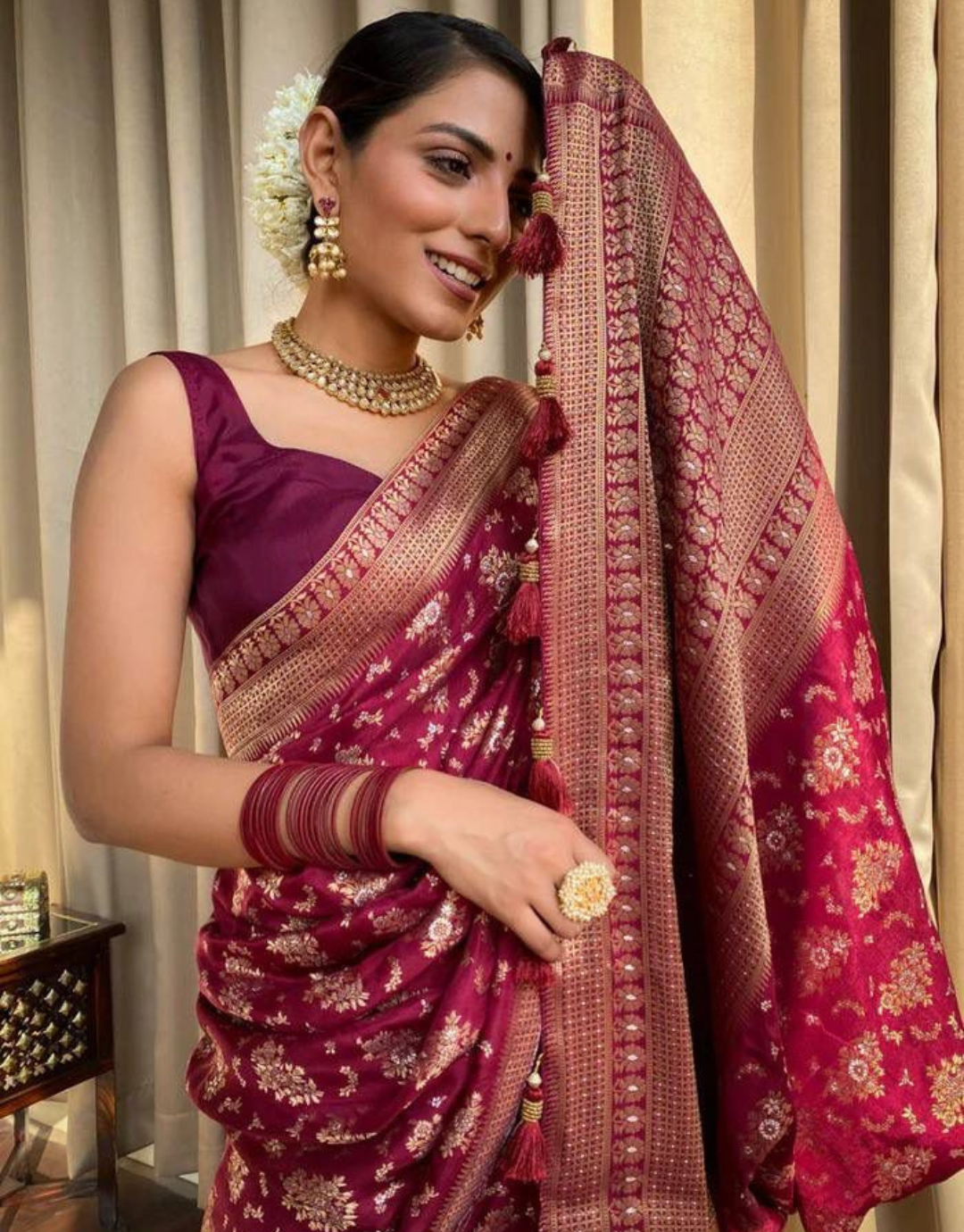 Pooja Red Banarasi Saree