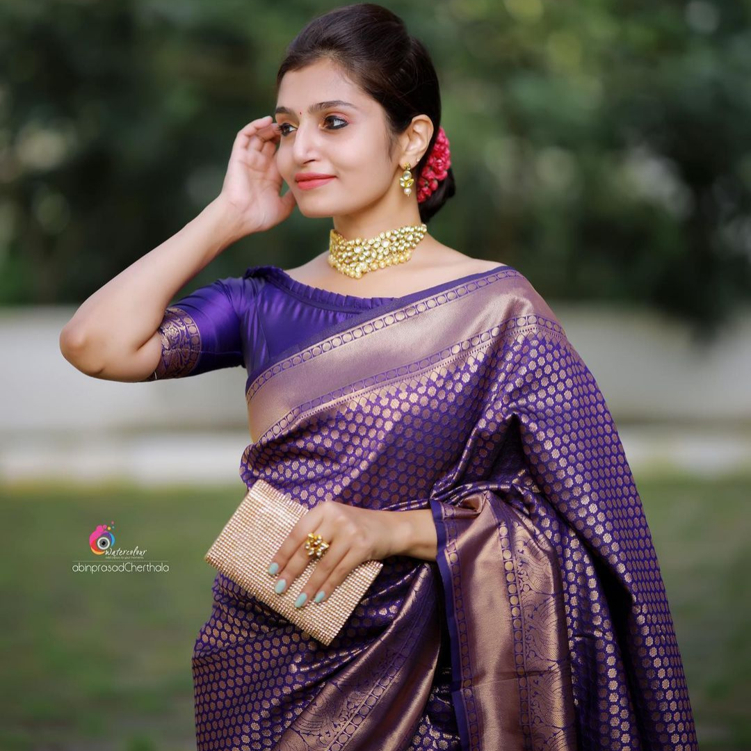 ALVIRA KANCHIPURAM ARCHAIC TRADITIONAL KANCHI SOFT SILK SARI WITH ATTACHED BLOUSE