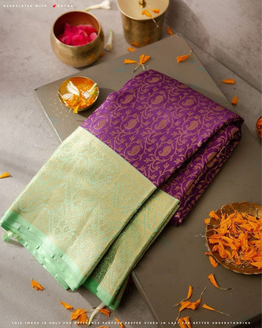 Klara Wine Pista Kanchipuram Soft Silk Saree