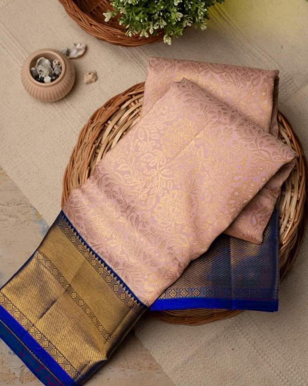 Saanvi Peach Soft Silk Saree With Attached Blouse