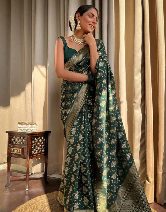 Pooja Green Banarasi saree