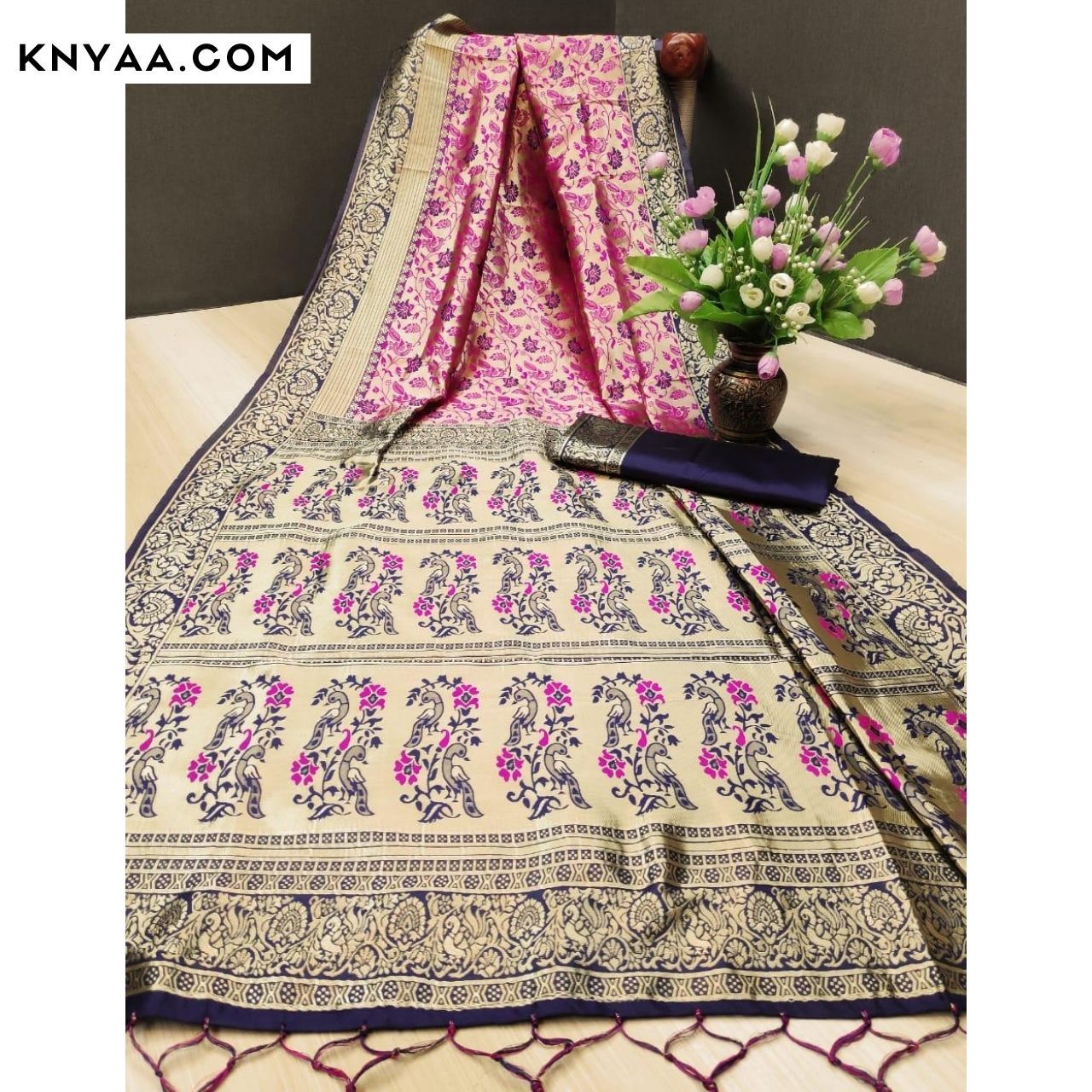 Navya Pure-Soft Heavy Banarasi Silk Saree With Attached Blouse