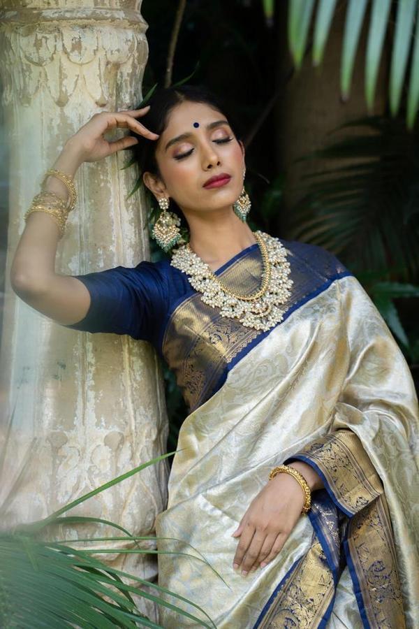 Kiana Tealish Blue Kanchipuram Saree