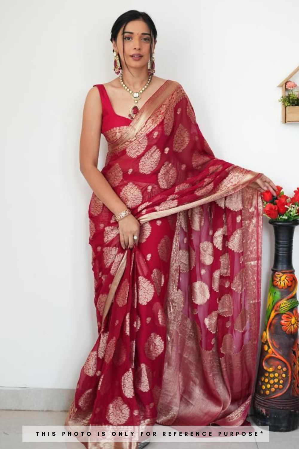 Bright Maroon Soft linen Cotton Saree - Just One Minute To Wear Saree