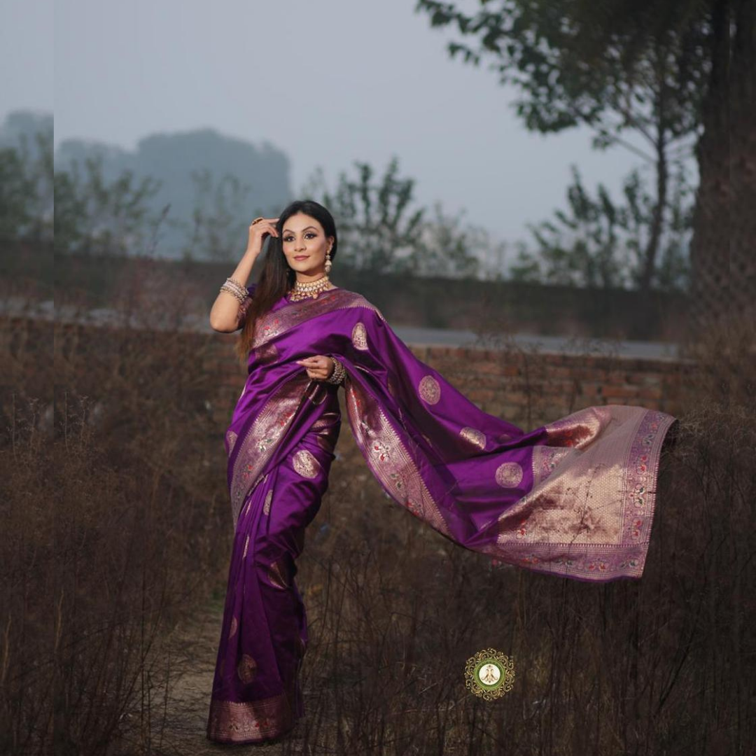 Mishika Archaic Traditional kanchi Soft Silk Sari With Attached Blouse