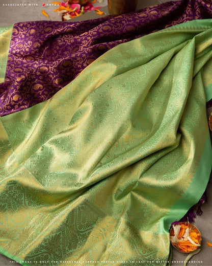 Klara Wine Pista Kanchipuram Soft Silk Saree