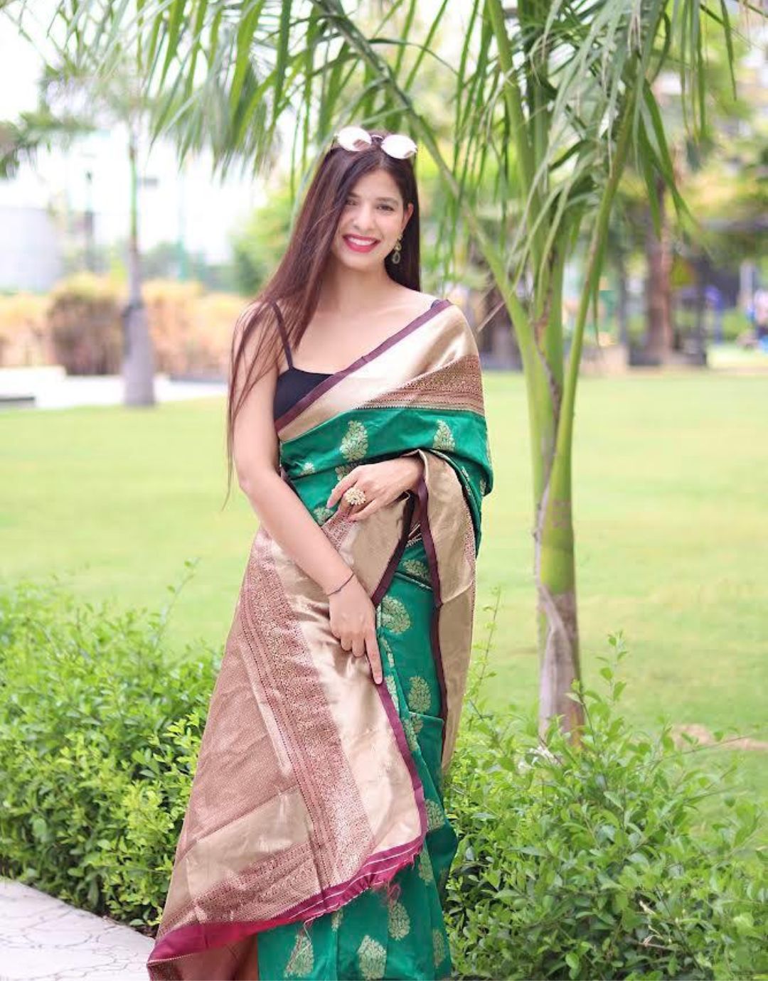 Trupti Green Traditional Kanchi Soft Silk Saree With Attached Blouse