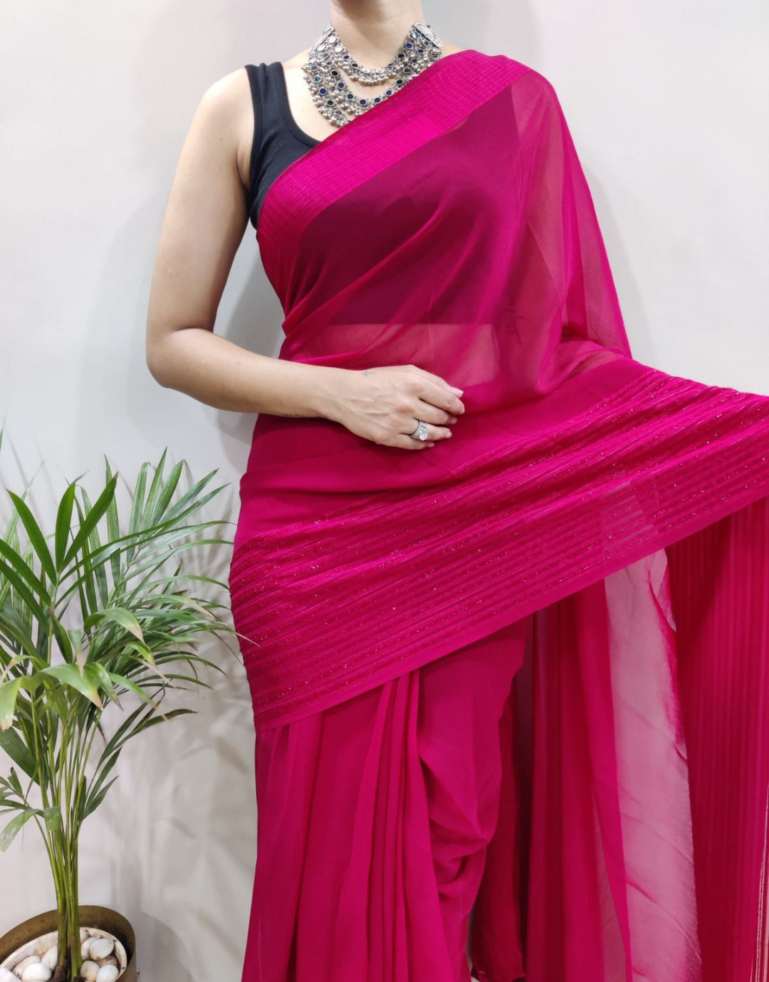 Lisa Rose Red Ready To Wear Saree