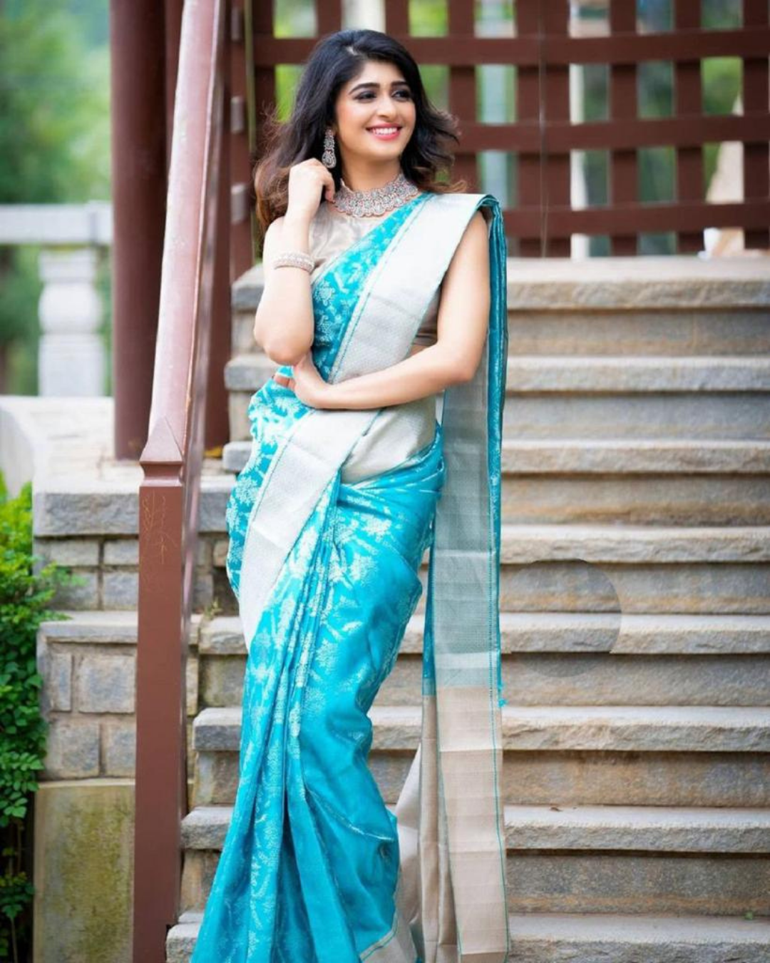 Chharmi SkyBlue Kanchipuram Silk Saree 