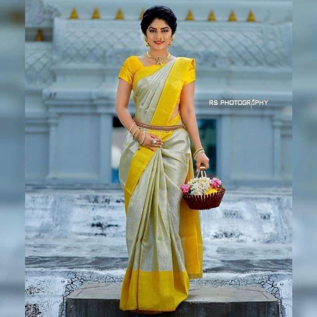 AARYA YELLOW KANCHIPURAM SAREE