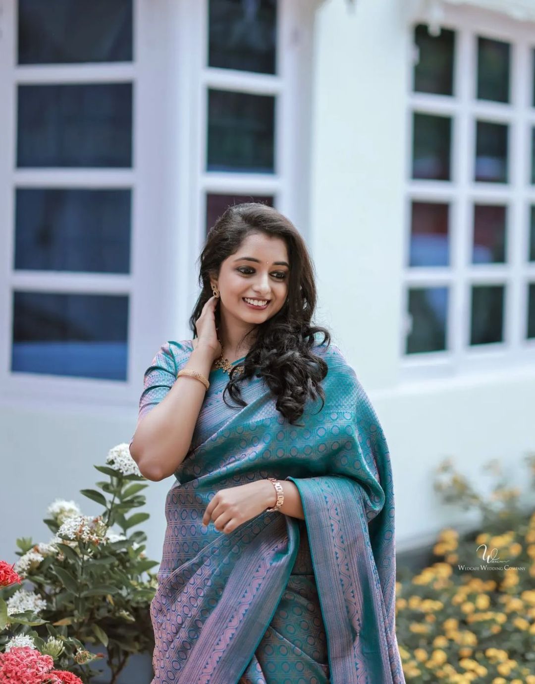 TANISHA SKY KANCHIPURAM SOFT SILK SAREE WITH ATTACHED BLOUSE