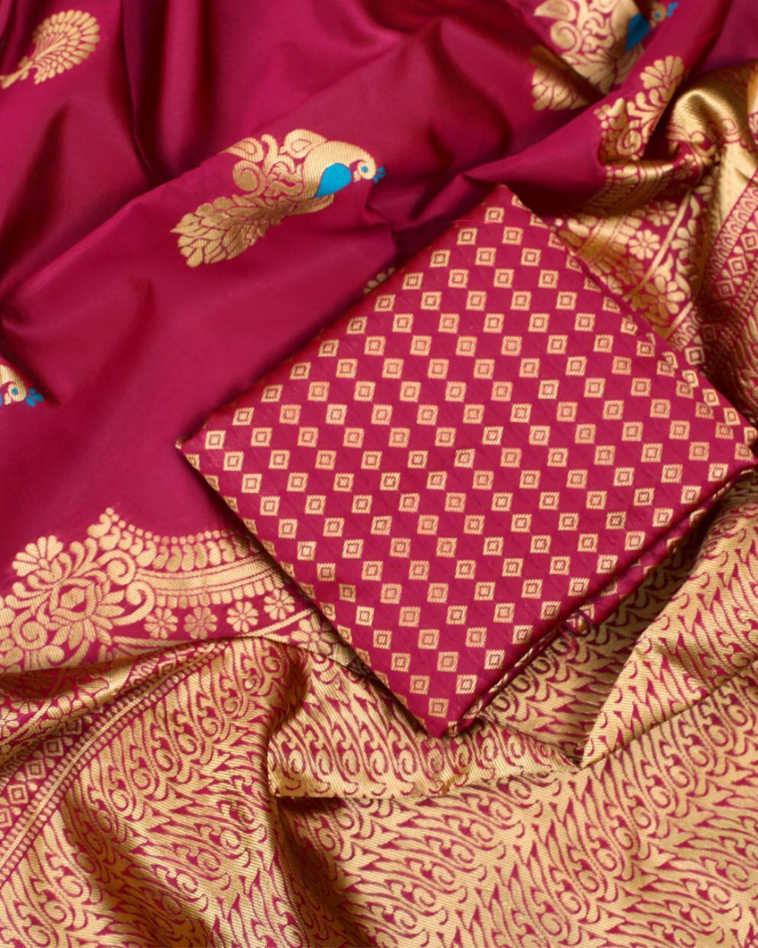 Pink  kalpna stylish New Saree With Attached Blouse