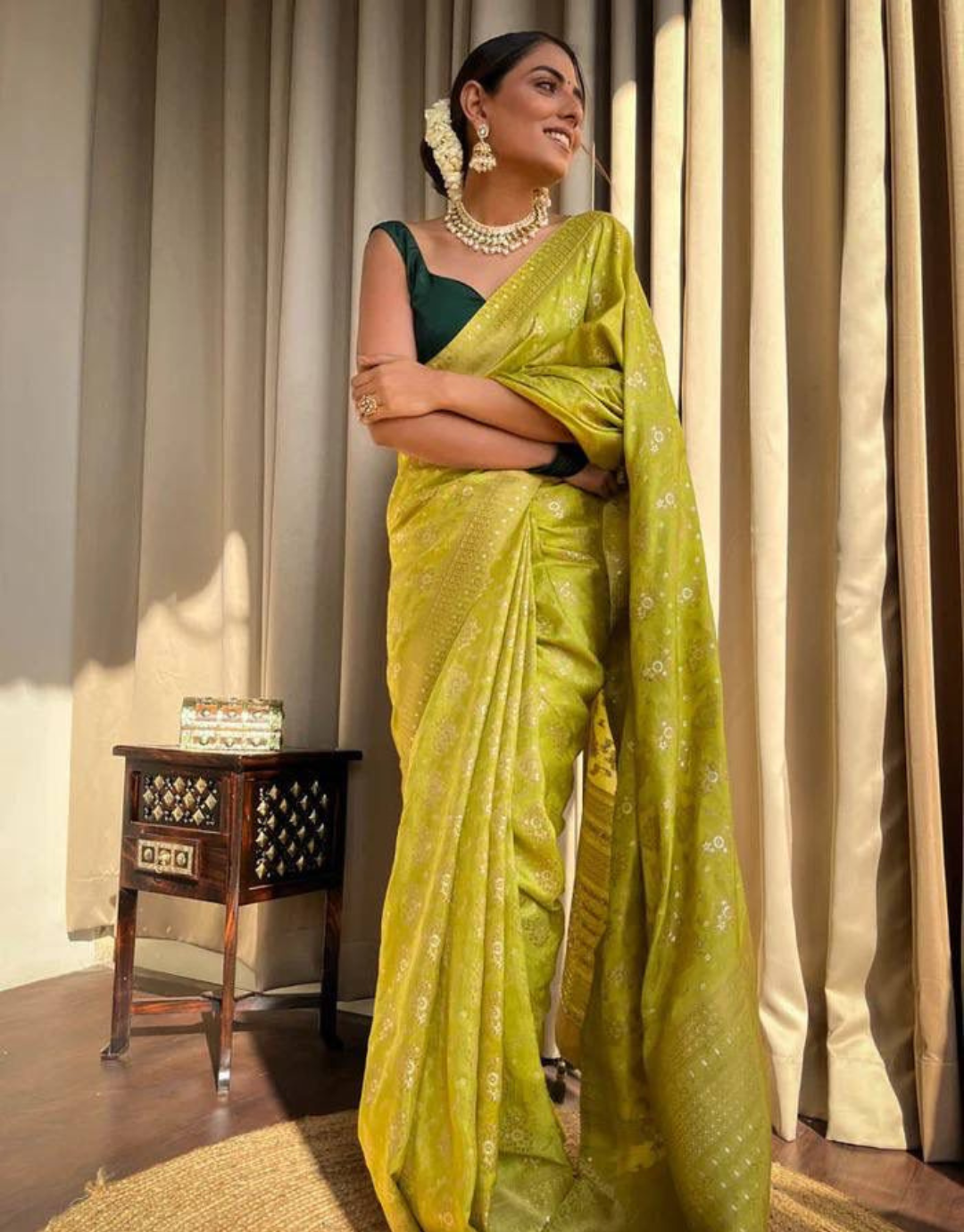 Pooja Yellow Banarasi saree