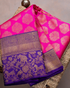 Rutvi Pink Blue Kanchi Soft Silk Saree With Attached Blouse 